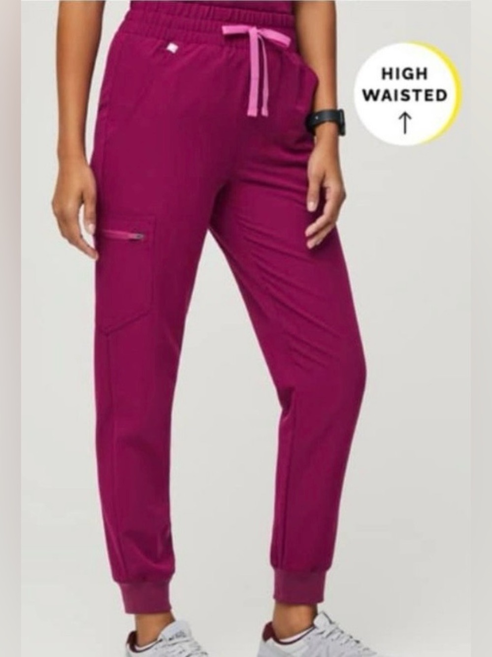 🩷FIGS Zamora High-Waisted Jogger Scrub Pants. Color-Dark Magenta. Size-XS. EUC - Picture 12 of 12